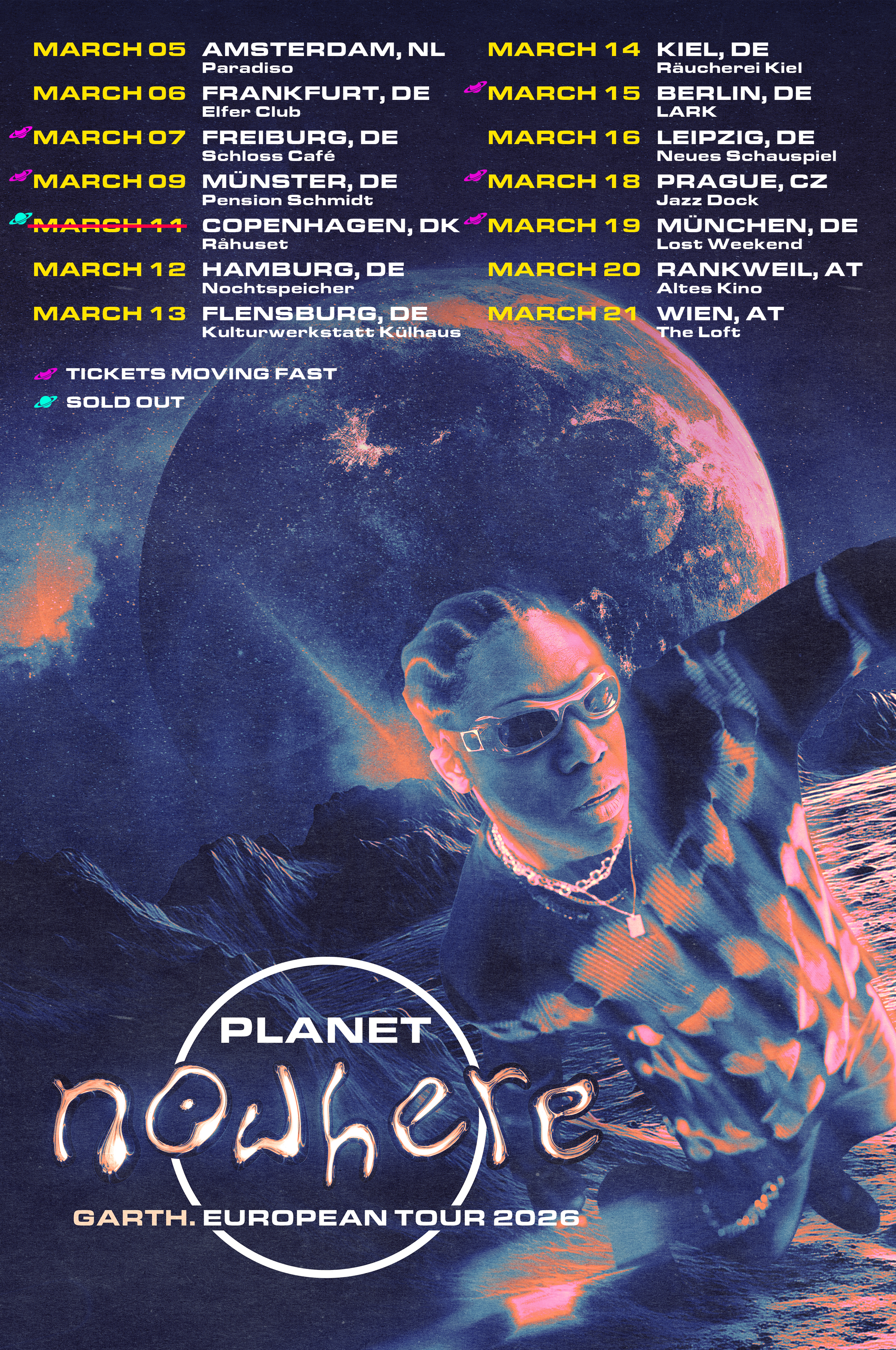 Garth. European Tour March 2026